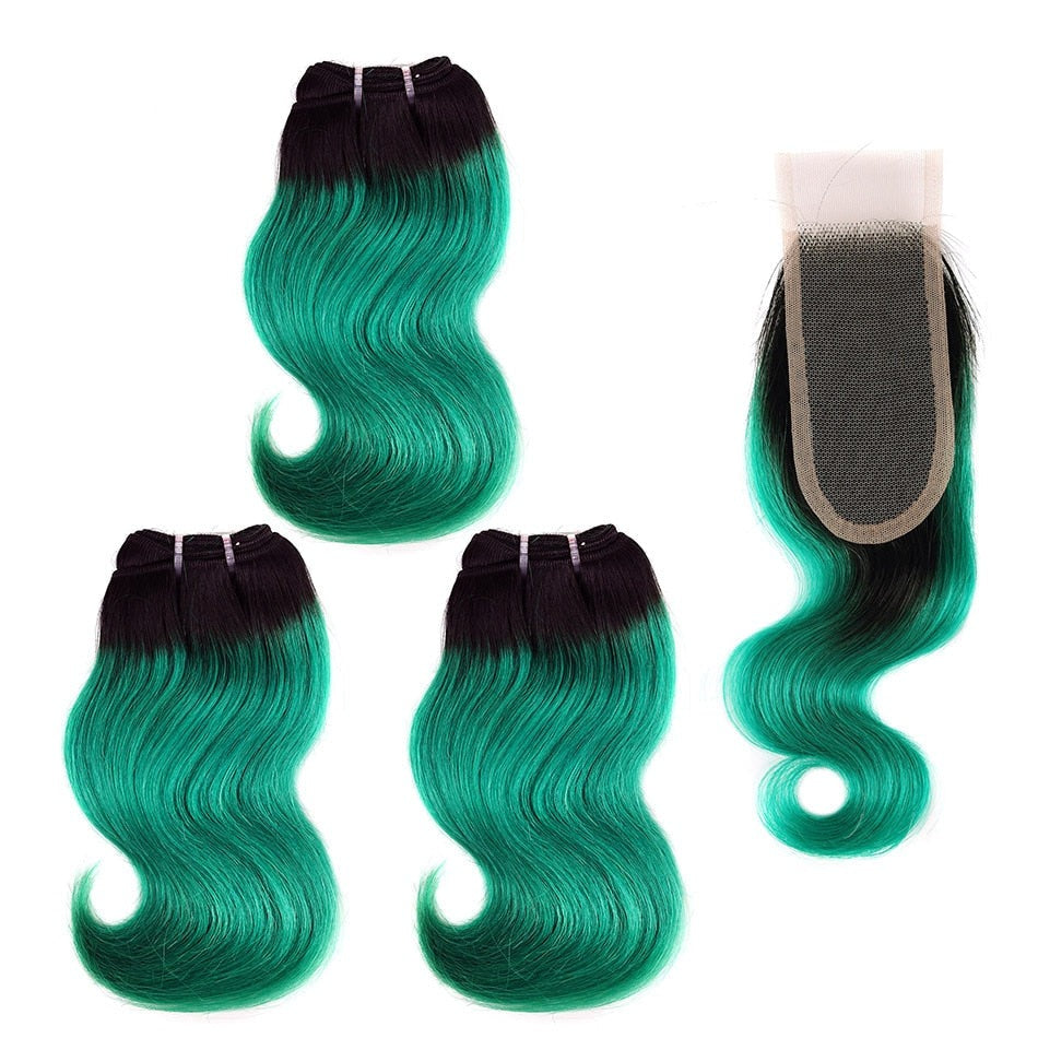 3 Bundles Brazilian Body Wave Hair Weave With 2X4 Lace Closure Black Honey Blonde Remy Human Hair With Closure
