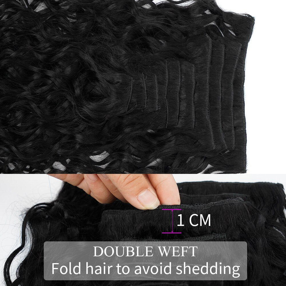 Water Wave Natural Curly Clip In Hair Extensions Brazilian 100% Human Hair Remy Hair