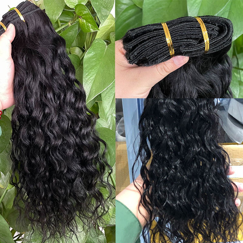 Water Wave Natural Curly Clip In Hair Extensions Brazilian 100% Human Hair Remy Hair
