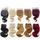 3 Bundles Brazilian Body Wave Hair Weave With 2X4  Lace Closure Black Honey Blonde Remy Human Hair With Closure