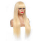 Long or short 613 Blonde Brazilian Remy Straight Human Hair Wigs With Bang  Full Machine Made Wig For Women