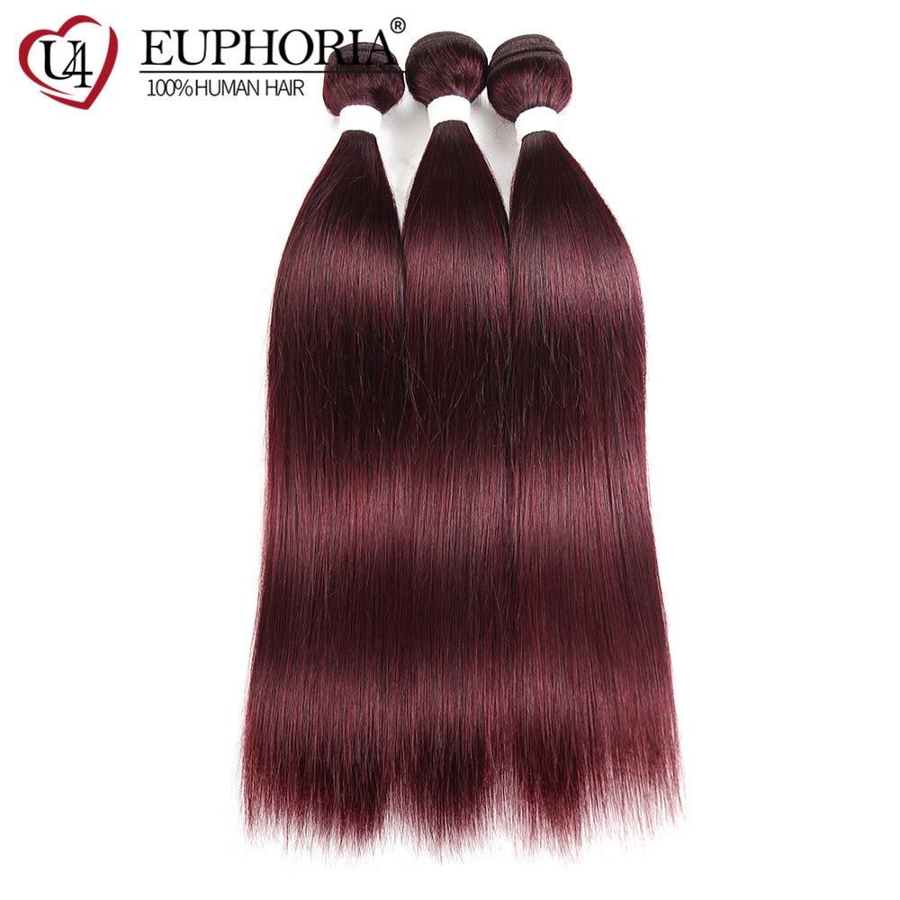 Brazilian Straight Hair Bundles 1/3 pcs Burgundy Red Blonde 27 Brown Color Remy Human Hair Weaving Bundles Extensions