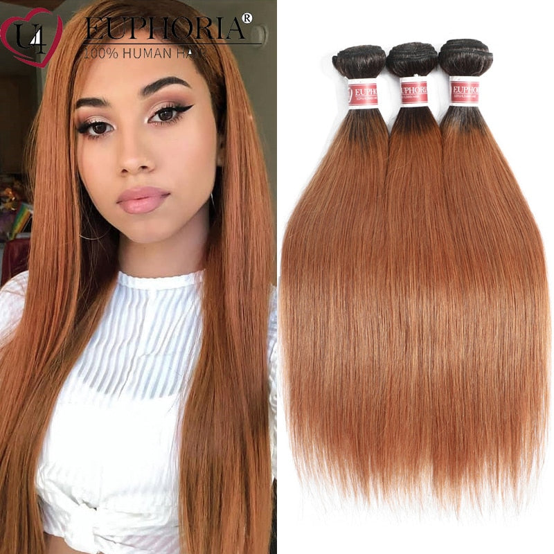 Brazilian Straight Hair Bundles 1/3 pcs Burgundy Red Blonde 27 Brown Color Remy Human Hair Weaving Bundles Extensions