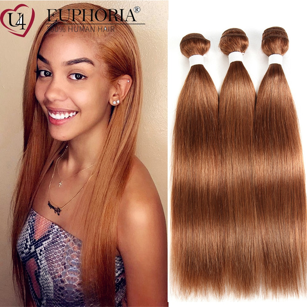 Brazilian Straight Hair Bundles 1/3 pcs Burgundy Red Blonde 27 Brown Color Remy Human Hair Weaving Bundles Extensions