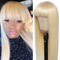 Long or short 613 Blonde Brazilian Remy Straight Human Hair Wigs With Bang  Full Machine Made Wig For Women