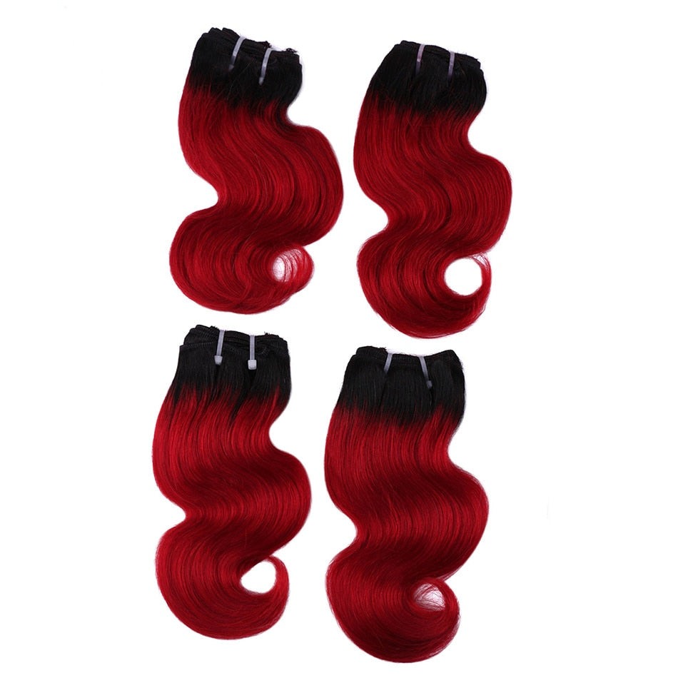 Ombre Blond Red Blue Pink Brazilian Body Wave Hair Weave Bundles Human Hair Extensions Remy Hair Short Bob Style