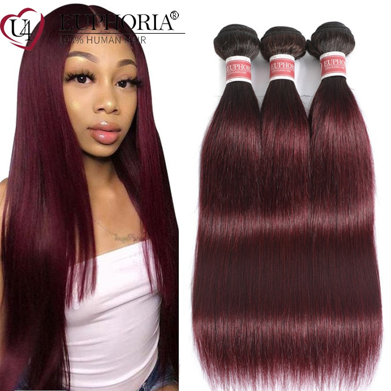 Brazilian Straight Hair Bundles 1/3 pcs Burgundy Red Blonde 27 Brown Color Remy Human Hair Weaving Bundles Extensions