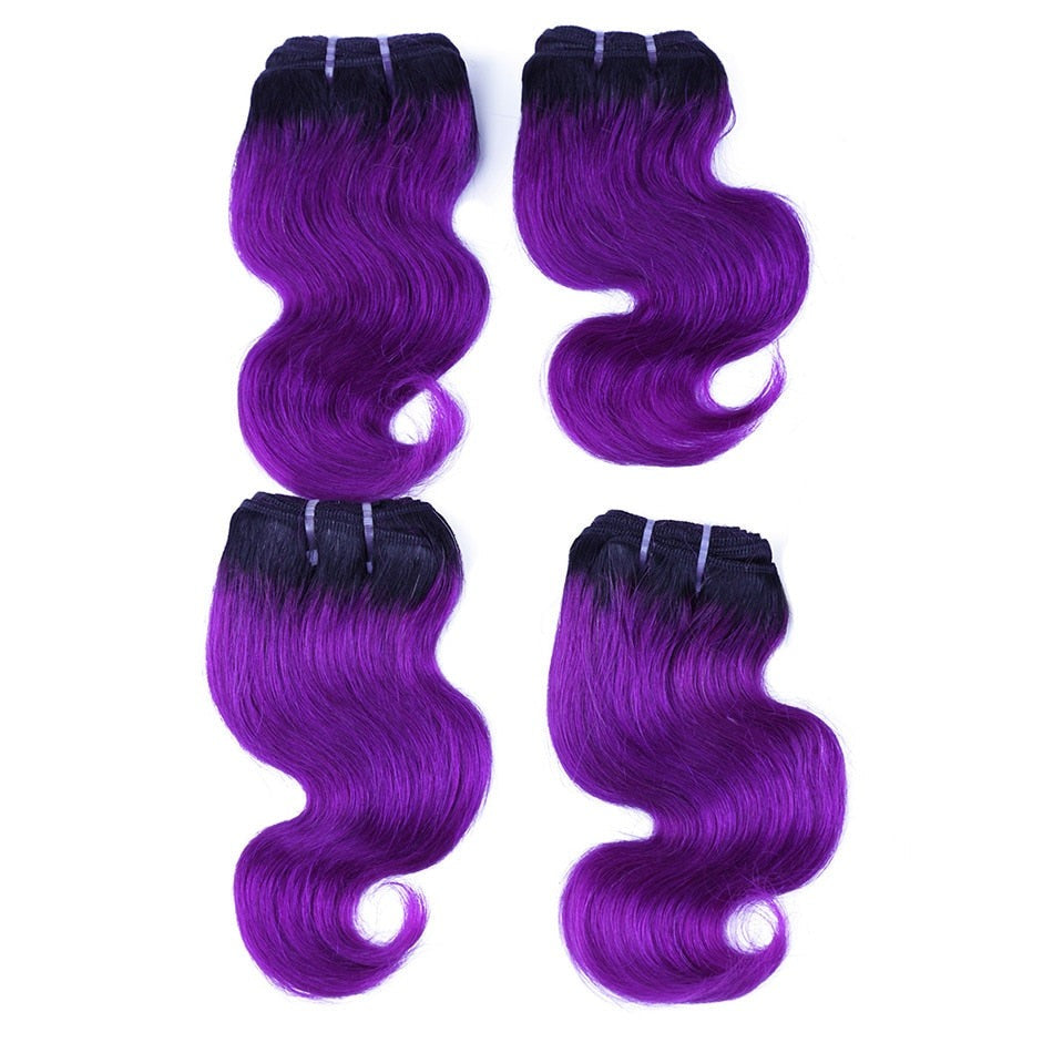 Ombre Blond Red Blue Pink Brazilian Body Wave Hair Weave Bundles Human Hair Extensions Remy Hair Short Bob Style