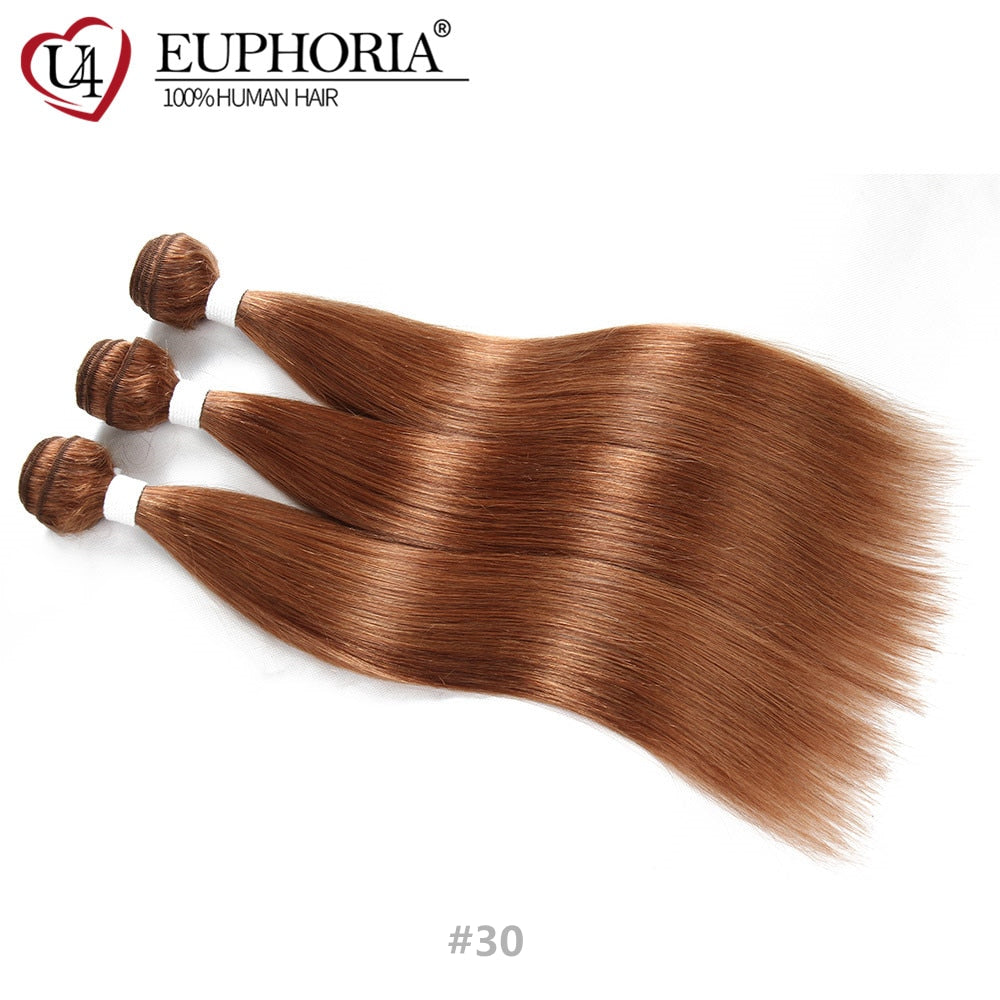 Brazilian Straight Hair Bundles 1/3 pcs Burgundy Red Blonde 27 Brown Color Remy Human Hair Weaving Bundles Extensions