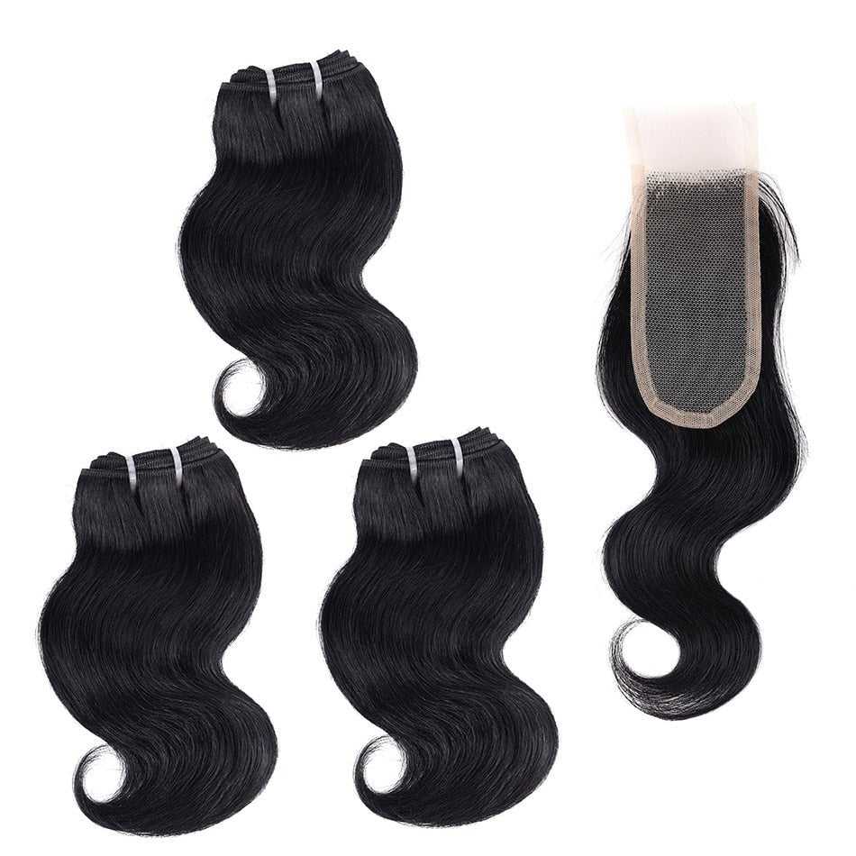 3 Bundles Brazilian Body Wave Hair Weave With 2X4  Lace Closure Black Honey Blonde Remy Human Hair With Closure