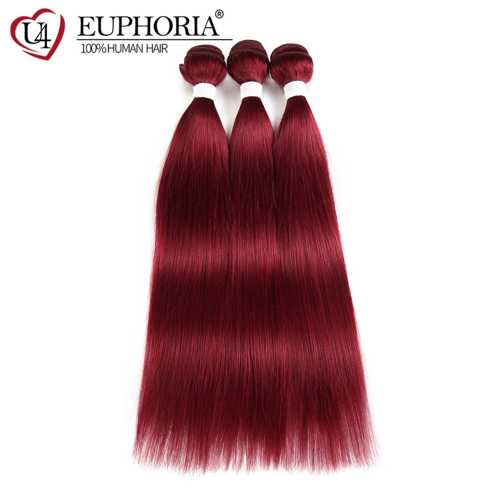 Brazilian Straight Hair Bundles 1/3 pcs Burgundy Red Blonde 27 Brown Color Remy Human Hair Weaving Bundles Extensions