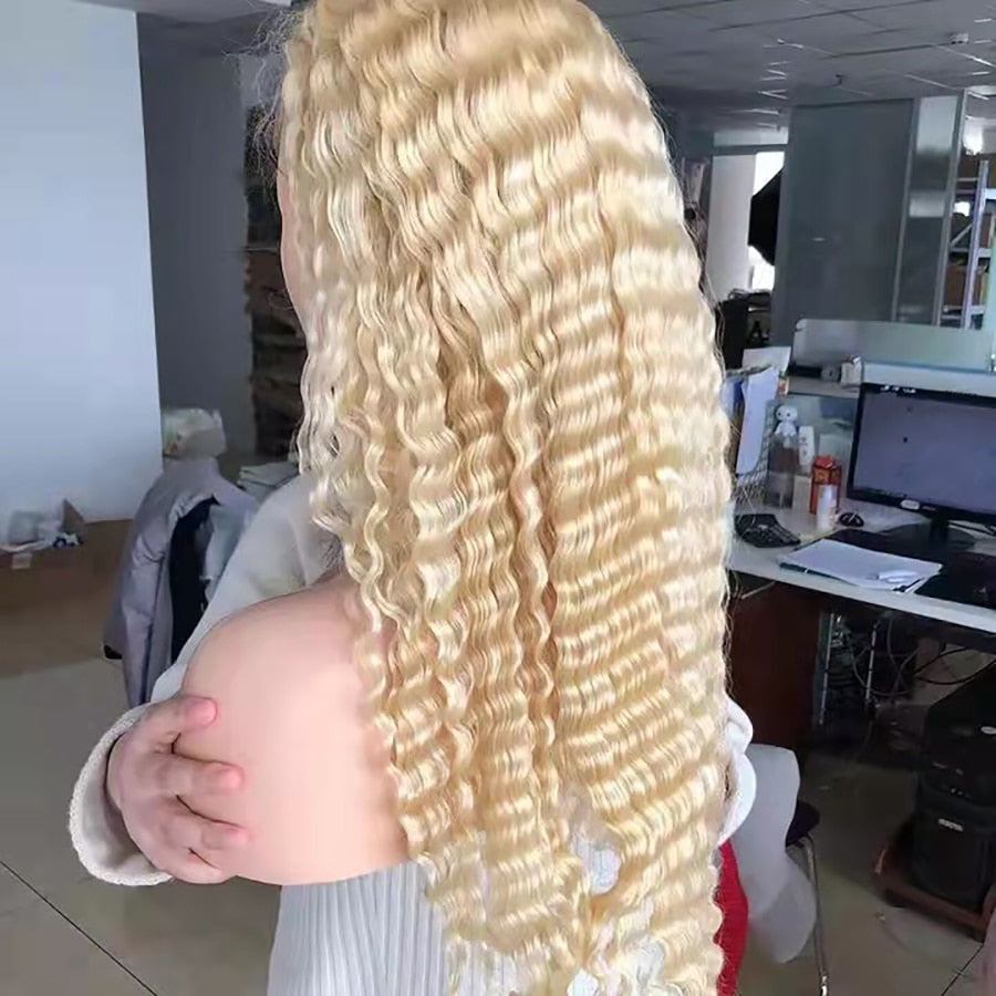 613 Water Wave Lace Frontal Wig 13x4 Honey Blonde Lace Front Wig Curly Human Hair Wigs Deep Wave 613 Body Wave Hd Lace Front Wig