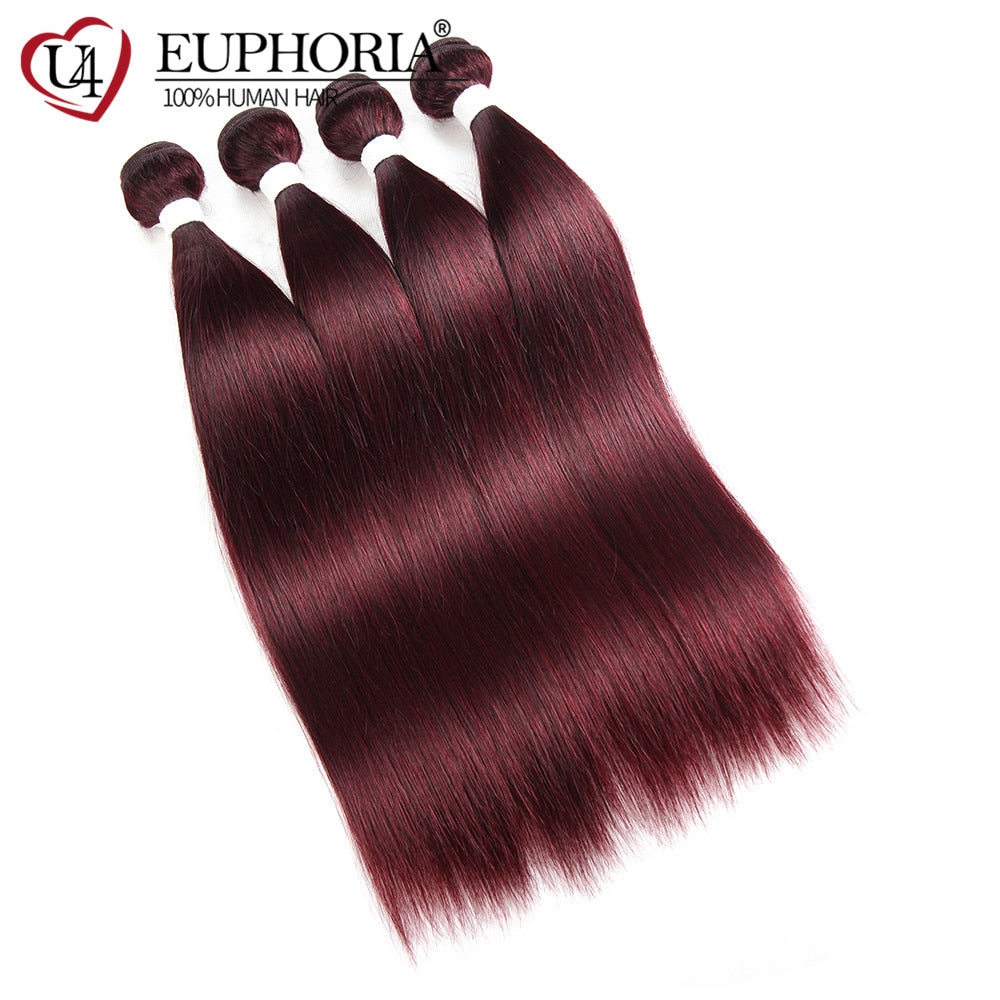 Brazilian Straight Hair Bundles 1/3 pcs Burgundy Red Blonde 27 Brown Color Remy Human Hair Weaving Bundles Extensions