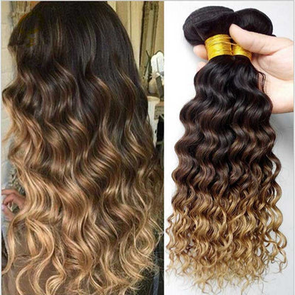 Ombre Deep Wave Bundles Brazilian Virgin Hair Weave 3 4 Bundles Malaysian Deep Curly Hair