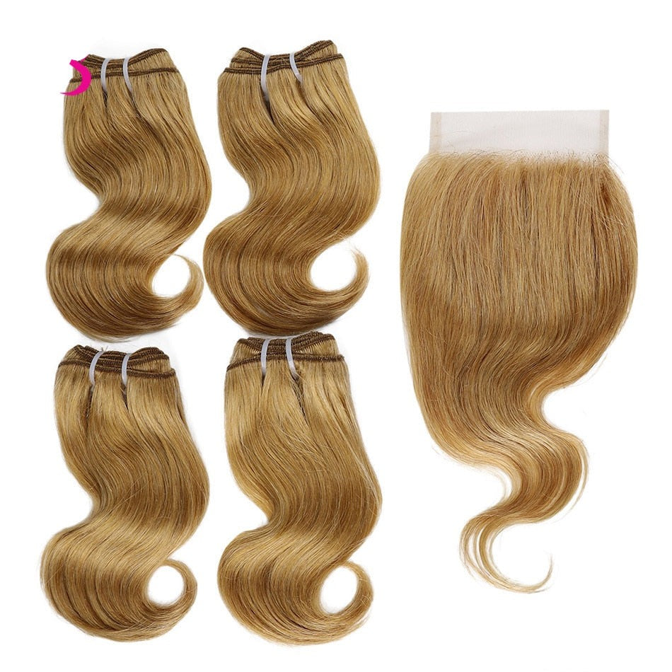 50g/pc Ombre Blonde Brazilian Body Wave Remy Human Hair With Closure 613/Purple/Blue/Pink/Green/ Short Bob Style