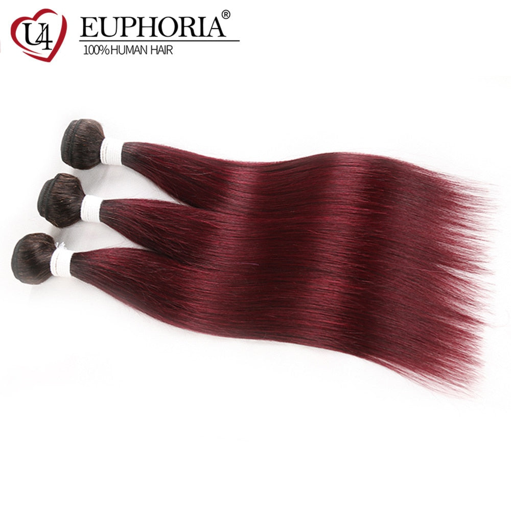 Brazilian Straight Hair Bundles 1/3 pcs Burgundy Red Blonde 27 Brown Color Remy Human Hair Weaving Bundles Extensions