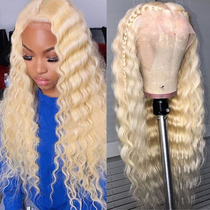 613 Water Wave Lace Frontal Wig 13x4 Honey Blonde Lace Front Wig Curly Human Hair Wigs Deep Wave 613 Body Wave Hd Lace Front Wig