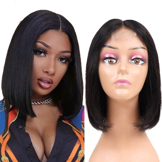 Brazilian straight blunt cut bob 2x4 lace front closure wig