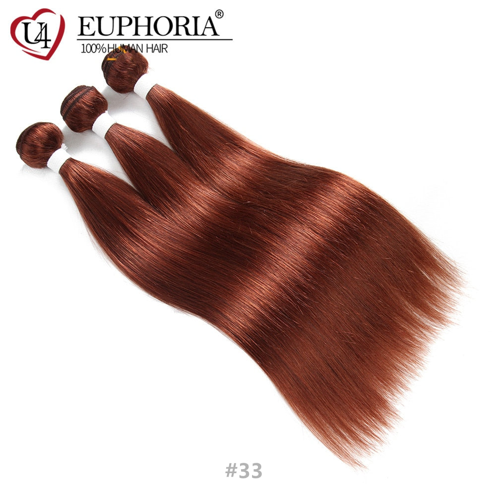 Brazilian Straight Hair Bundles 1/3 pcs Burgundy Red Blonde 27 Brown Color Remy Human Hair Weaving Bundles Extensions