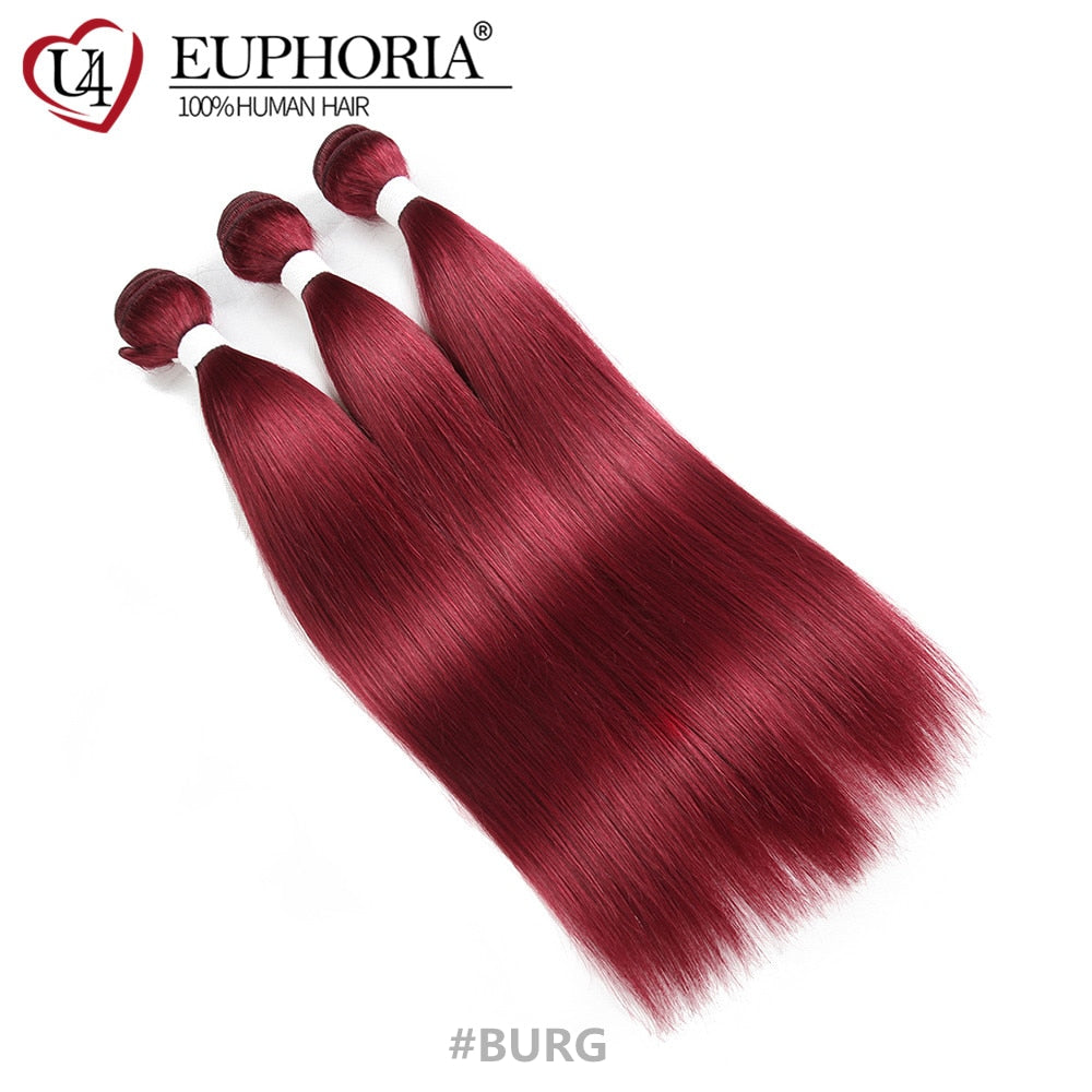 Brazilian Straight Hair Bundles 1/3 pcs Burgundy Red Blonde 27 Brown Color Remy Human Hair Weaving Bundles Extensions