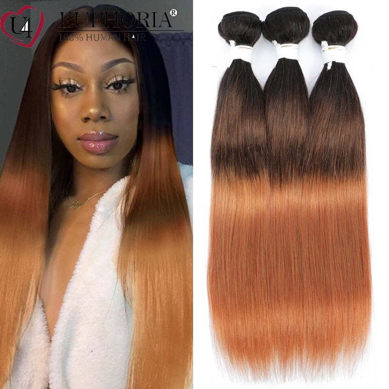 Brazilian Straight Hair Bundles 1/3 pcs Burgundy Red Blonde 27 Brown Color Remy Human Hair Weaving Bundles Extensions