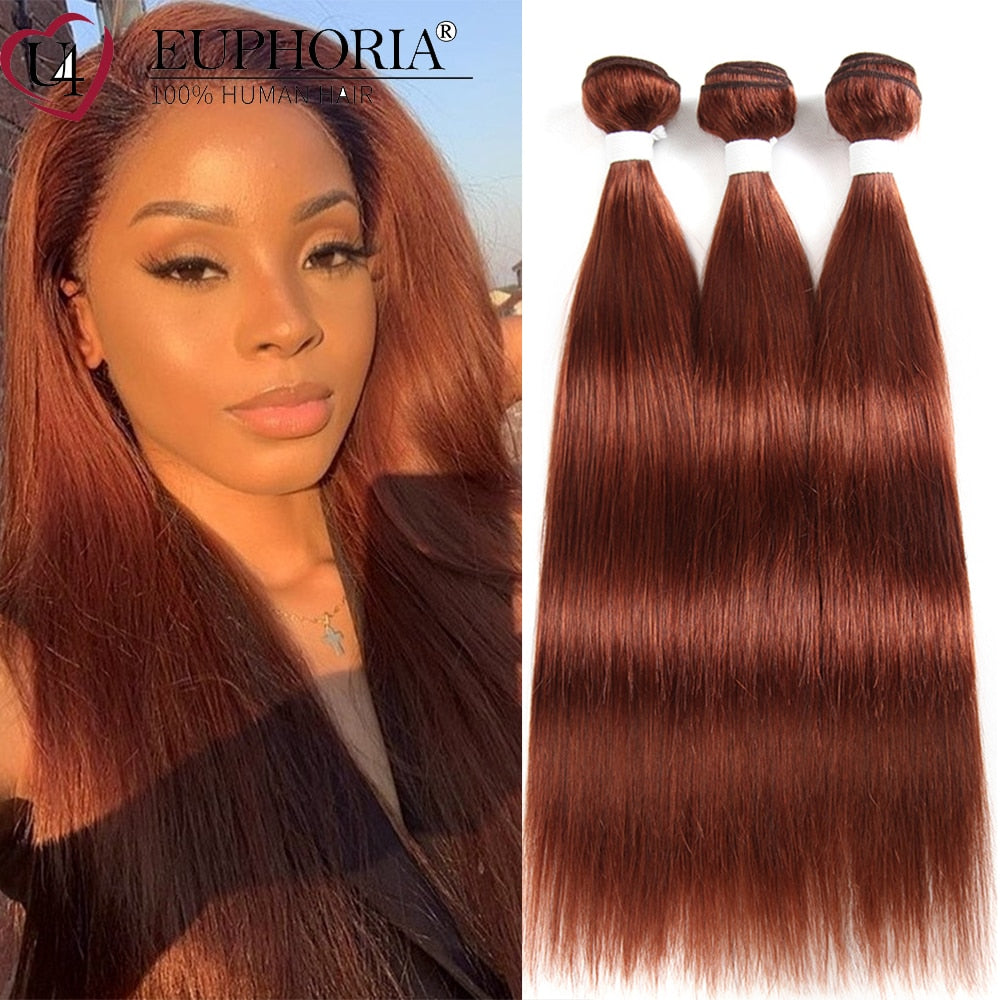 Brazilian Straight Hair Bundles 1/3 pcs Burgundy Red Blonde 27 Brown Color Remy Human Hair Weaving Bundles Extensions