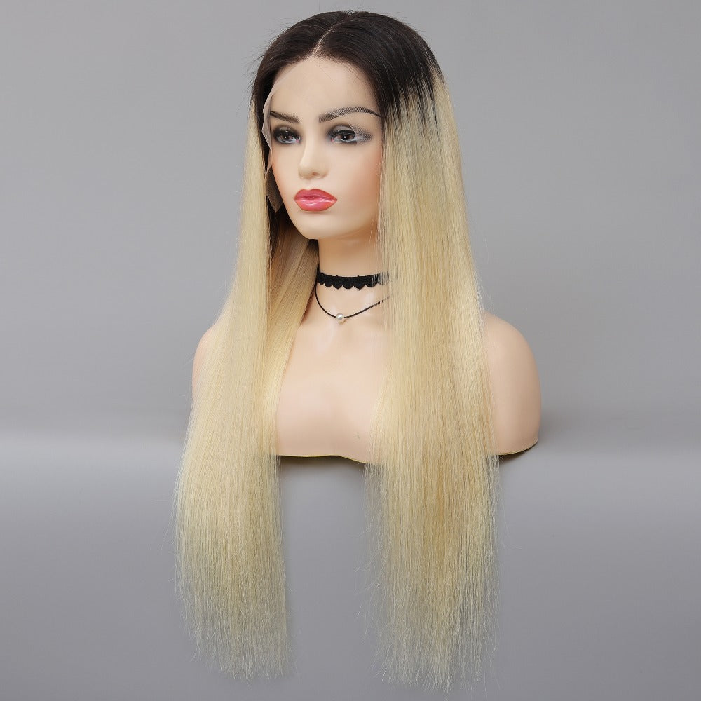 T1B/613 Ombre Blonde Lace Front Human Hair Wigs Brazilian Remy Straight Pre Plucked 13x4 Lace Wig 150% Density