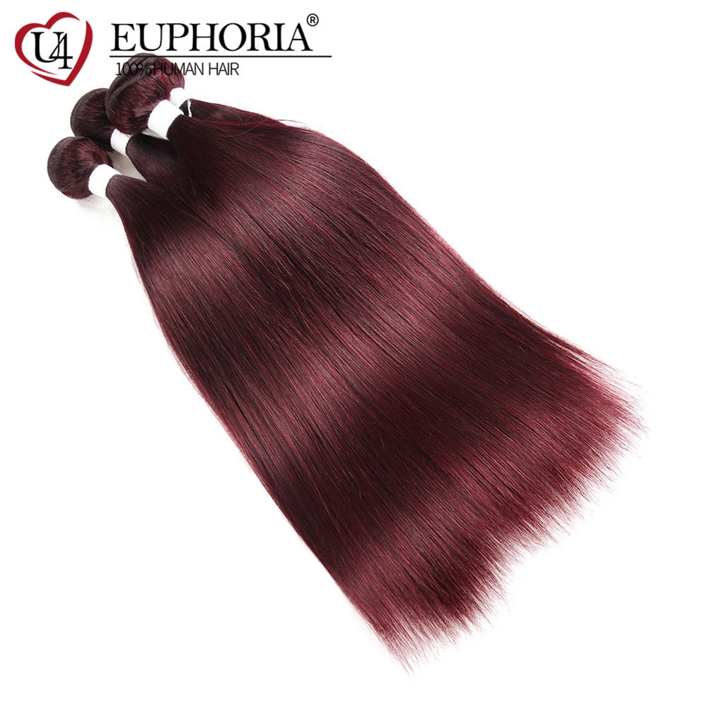 Brazilian Straight Hair Bundles 1/3 pcs Burgundy Red Blonde 27 Brown Color Remy Human Hair Weaving Bundles Extensions