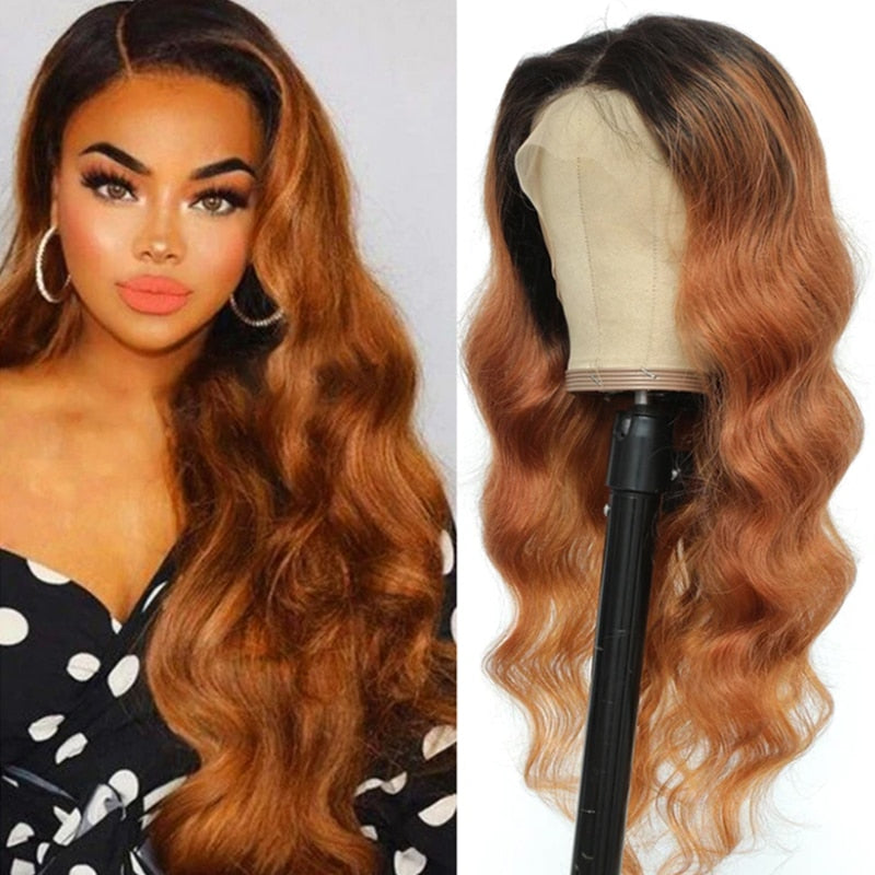 Ombre Honey Blonde Body Wave Lace Closure Wigs 4X4 Closure Wig Natural Hairline Brazilian 13X4 Lace Front Human Hair Wigs