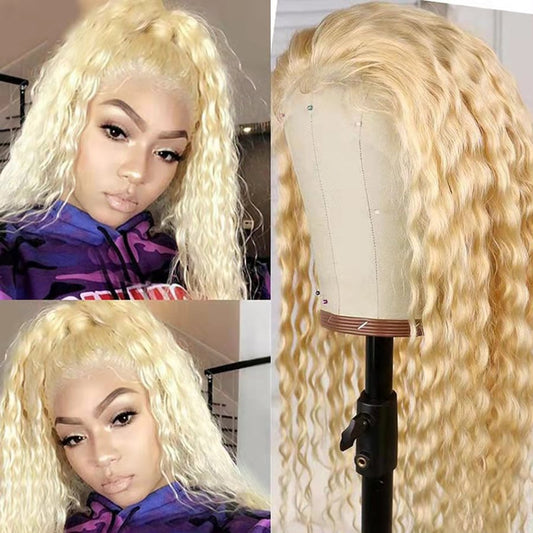 613 Water Wave Lace Frontal Wig 13x4 Honey Blonde Lace Front Wig Curly Human Hair Wigs Deep Wave 613 Body Wave Hd Lace Front Wig