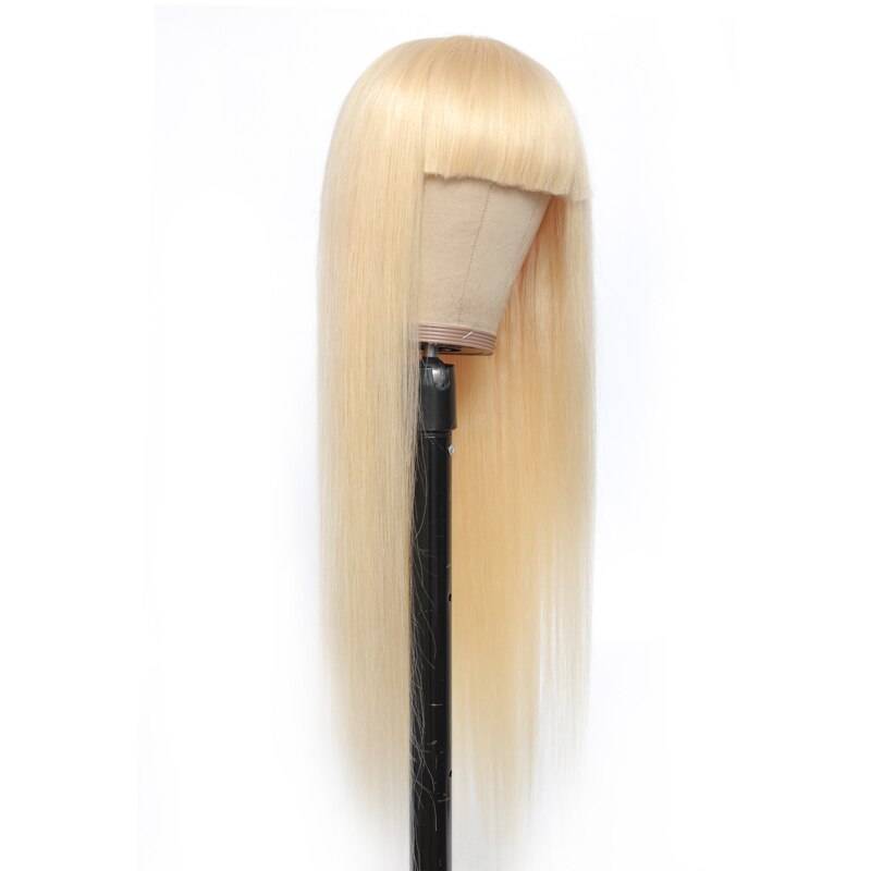 Long or short 613 Blonde Brazilian Remy Straight Human Hair Wigs With Bang  Full Machine Made Wig For Women