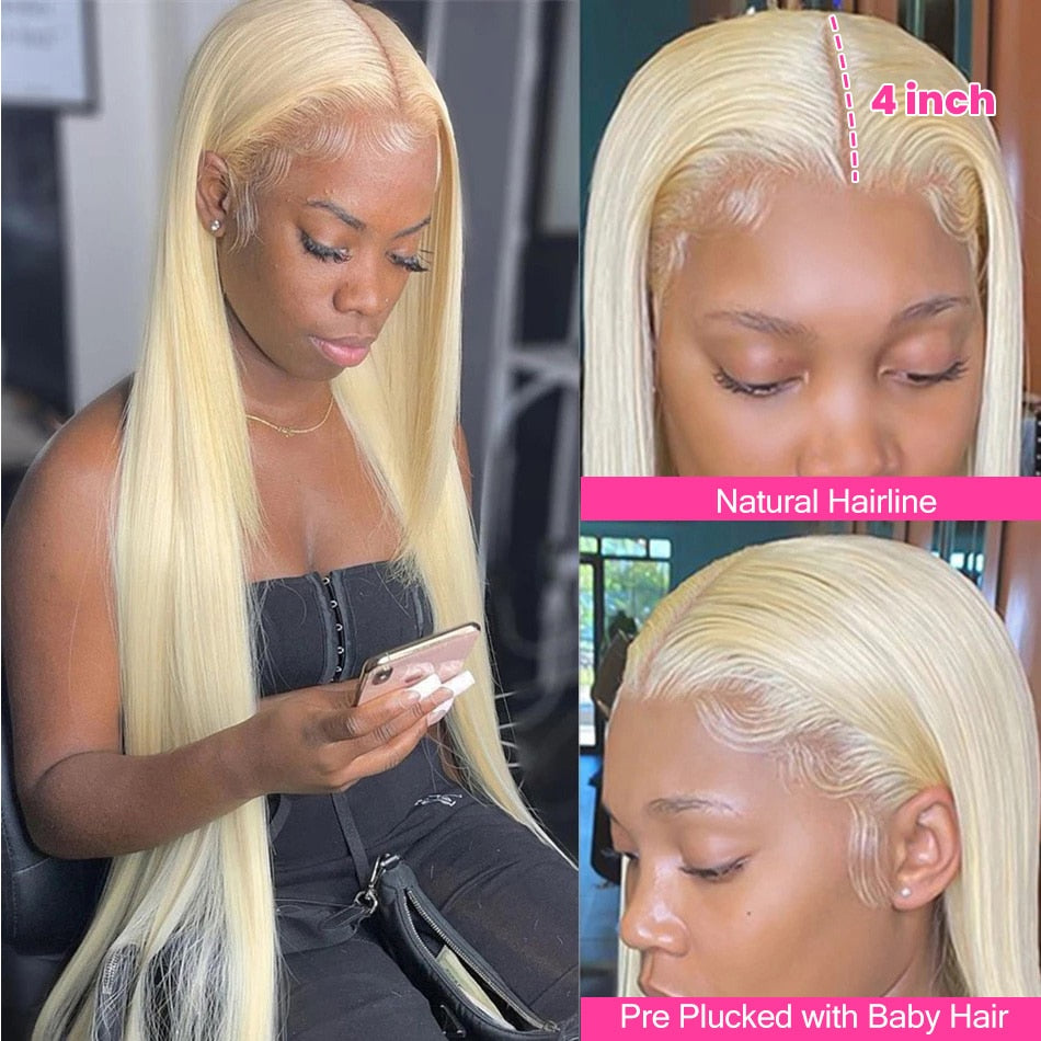 Blonde 613 Lace Front Wigs 13x6 HD Lace Front Human Hair Wigs Straight Human Hair Wigs 613 Short Bob Wigs 4x4 Lace Closure Wigs