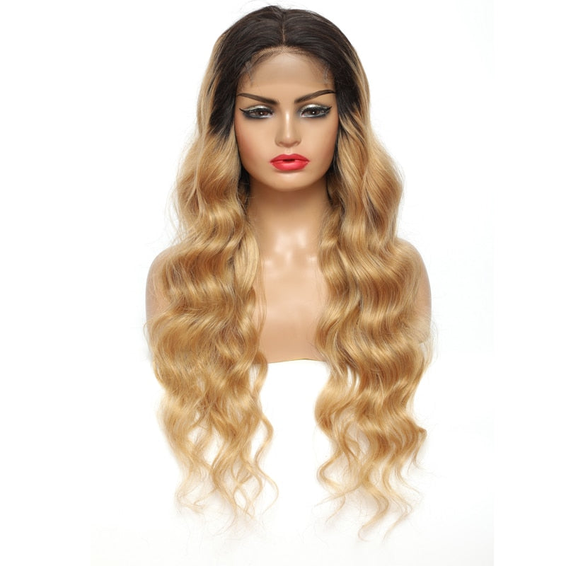 Ombre Honey Blonde Body Wave Lace Closure Wigs 4X4 Closure Wig Natural Hairline Brazilian 13X4 Lace Front Human Hair Wigs