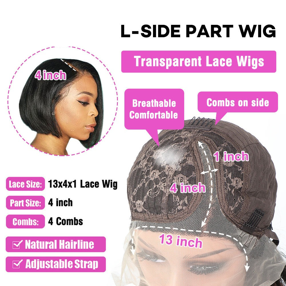 Middle Side Part Short Bob Wig Silky Straight Lace Front Wigs Blunt Cut Bob Wigs T Part Lace Brazilian Human Hair Wigs