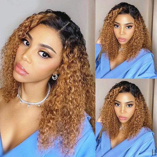 Curly Bob Lace Front Wig 13X4 Short Bob Human Hair Wigs Hd Lace Frontal Colored Wigs Water Wave Wigs Pre-Plucked