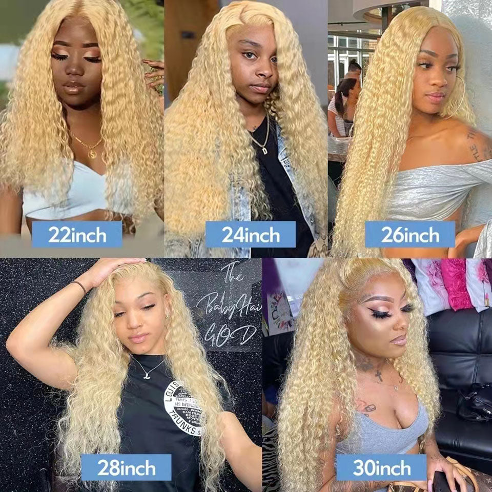 613 Water Wave Lace Frontal Wig 13x4 Honey Blonde Lace Front Wig Curly Human Hair Wigs Deep Wave 613 Body Wave Hd Lace Front Wig