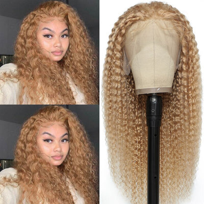 13x4 Lace Frontal Wig Blonde Curly Human Hair Wigs Brazilian Kinky Curly Pre-Plucked 4x4 Closure Wig With Baby Hair