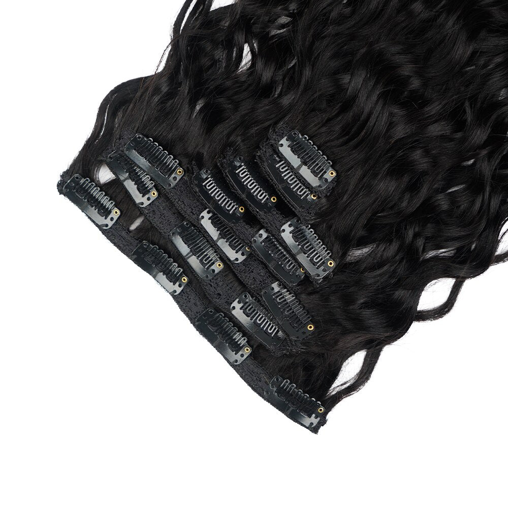 Water Wave Natural Curly Clip In Hair Extensions Brazilian 100% Human Hair Remy Hair