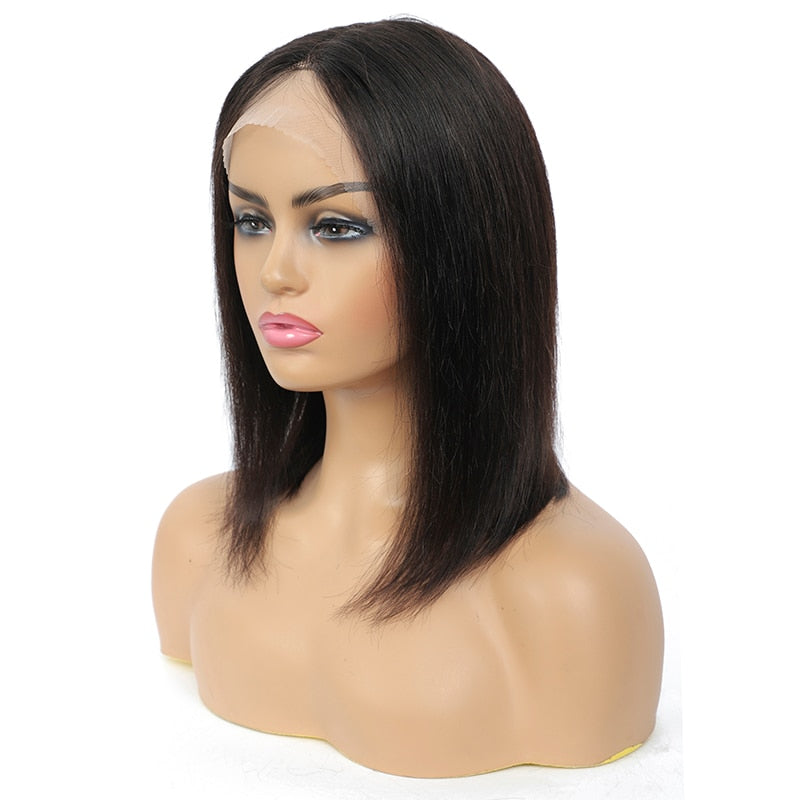 Brazilian Straight Short Bob Lace Front Wigs 13x1 T Part Human Lace Wigs Middle Part Pre Plucked Remy Wigs 180% Density