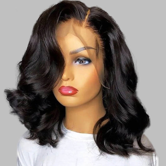 Body Wave Transparent Lace Frontal Human Hair Wigs With Baby Hair Wavy Short Closure Bob Wigs