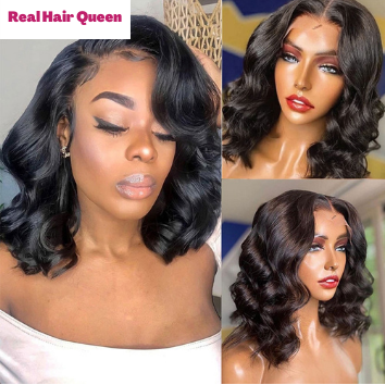 Body Wave Short Bob Wigs 13x4 Lace Front Human Hair Wigs Brazilian Loose Wave Closure Bob T Part Transparent Lace Frontal Wig