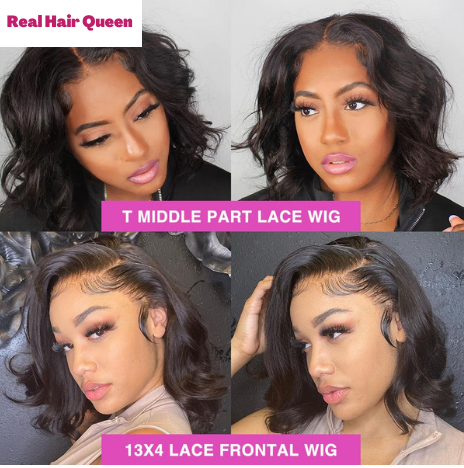 Body Wave Short Bob Wigs 13x4 Lace Front Human Hair Wigs Brazilian Loose Wave Closure Bob T Part Transparent Lace Frontal Wig