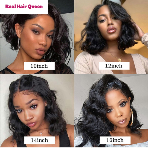 Body Wave Short Bob Wigs 13x4 Lace Front Human Hair Wigs Brazilian Loose Wave Closure Bob T Part Transparent Lace Frontal Wig